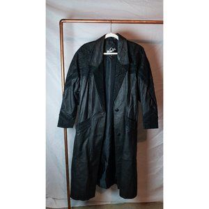 Vintage Winlet Long Leather Coat w Paisley Pattern